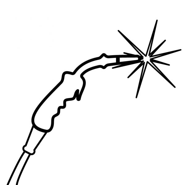 Illustration on welding torch with flashing sparks