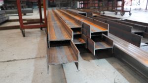 UB Steel Beams on the floor of a production line